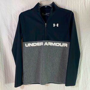 Under Armour Boys HeatGear Loose 1/4 Zip Jacket Black Gray Youth Size XL